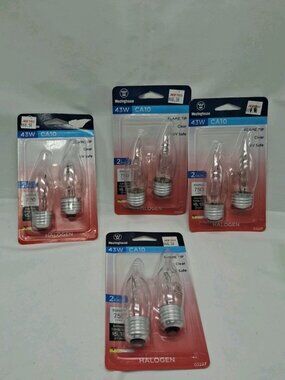 Westinghouse 8 Bulbs 43-Watt CA10 Clear Flame Tip Chandelier Light Bulbs E26